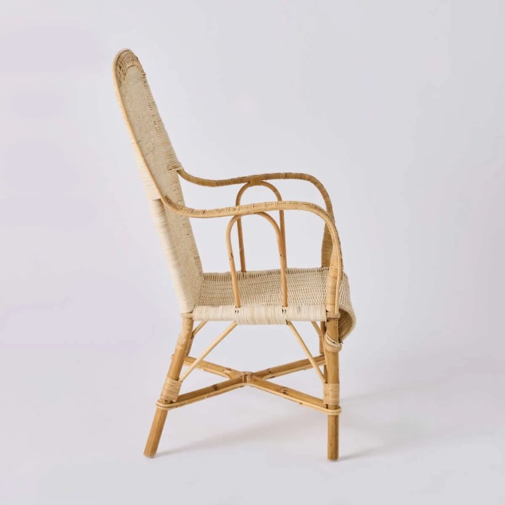 Marcel high-back rattan armchair profile