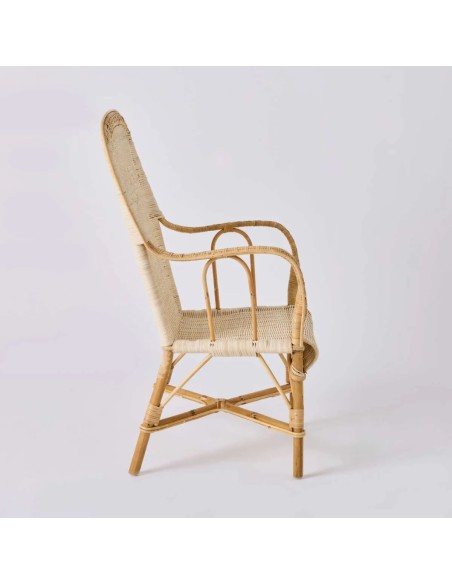 Profil fauteuil Marcel en rotin haut dossier