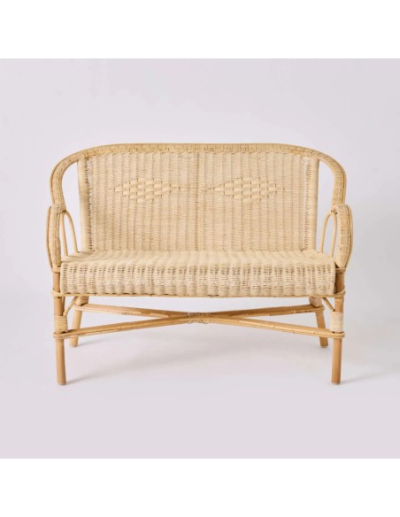 Front view of Marcel two-seater rattan sofa