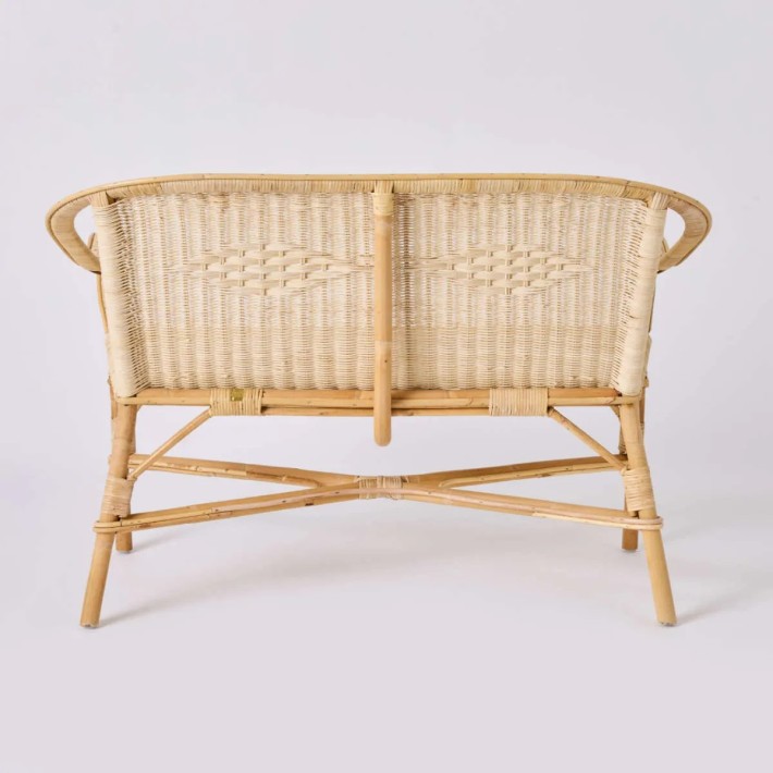 Rear view of Marcel two-seater rattan sofa at Kok Maison