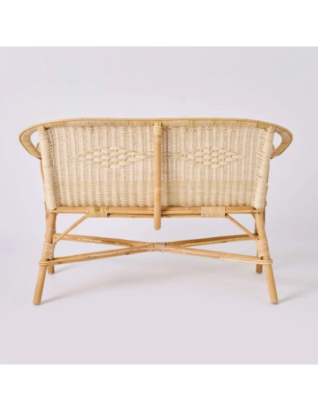 Rear view of Marcel two-seater rattan sofa at Kok Maison