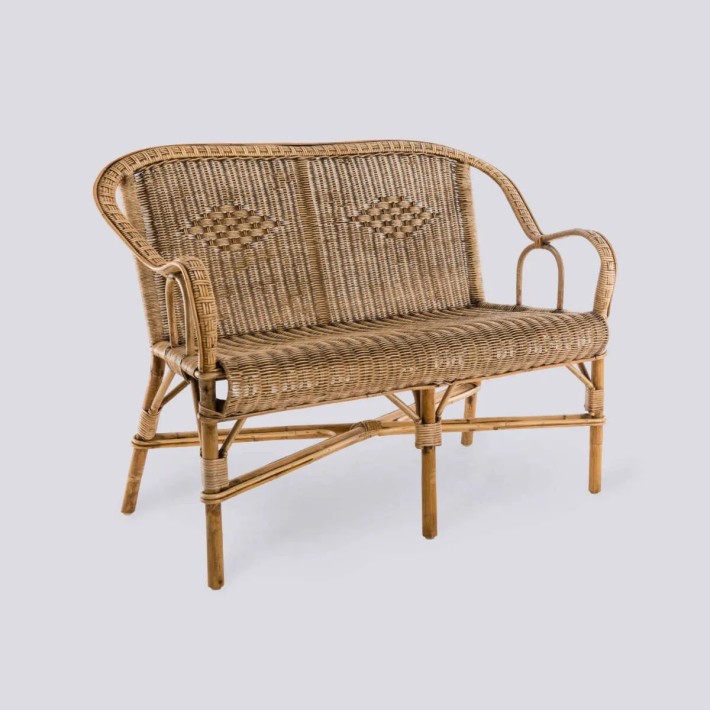 Marcel 2-seater sofa in distressed rattan