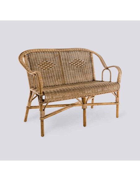 Marcel 2-seater sofa in distressed rattan