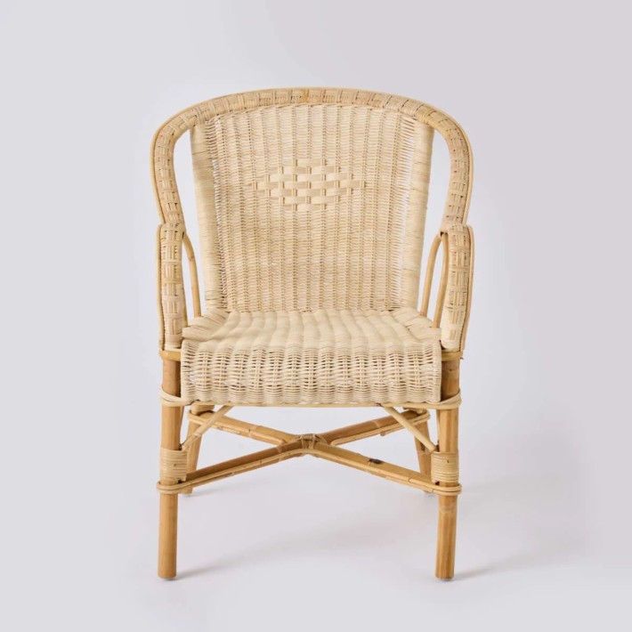 Front view of Marcel armchair, 100% rattan