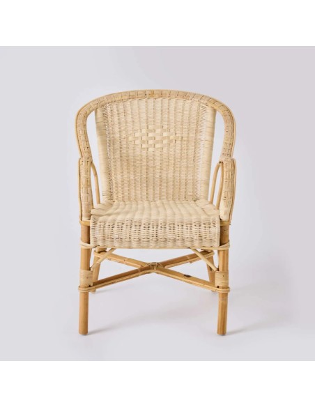 Front view of Marcel armchair, 100% rattan