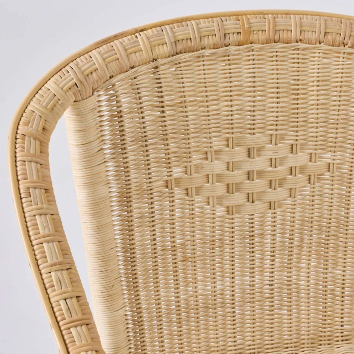 Detail of the weave and diamond pattern on the Marcel rattan armchair by Pas Kok Maison