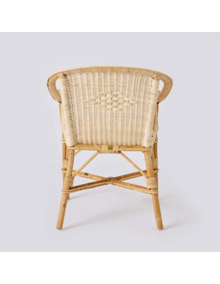 Vue de dos fauteuil en rotin Marcel