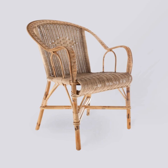 Distressed finish Marcel rattan armchair