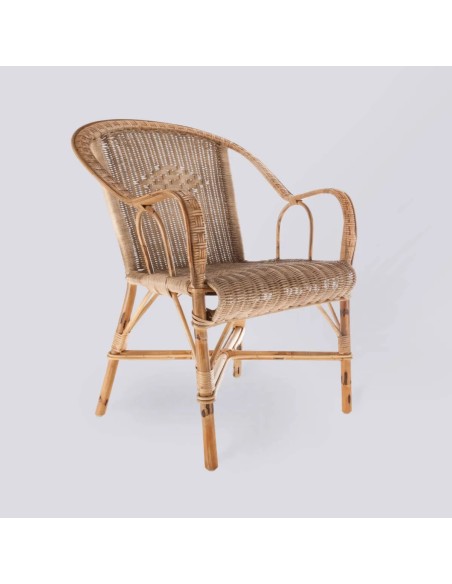 Distressed finish Marcel rattan armchair