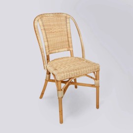 Chaise Guinguette tressage résine sur structure en rotin