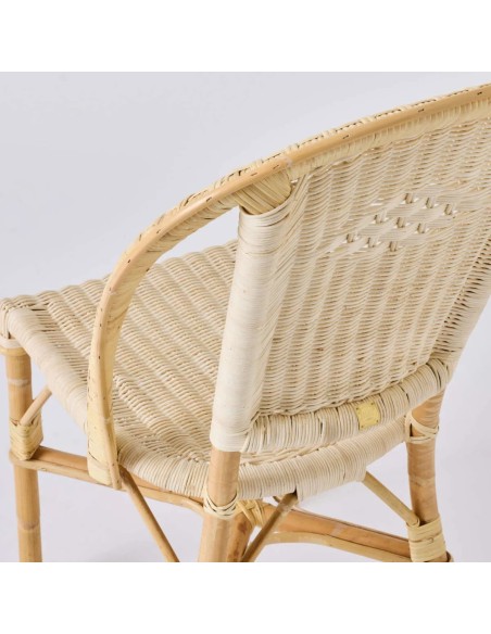Detail of the curved rattan on the backrest of the Albertine chair from the Grandfather collection