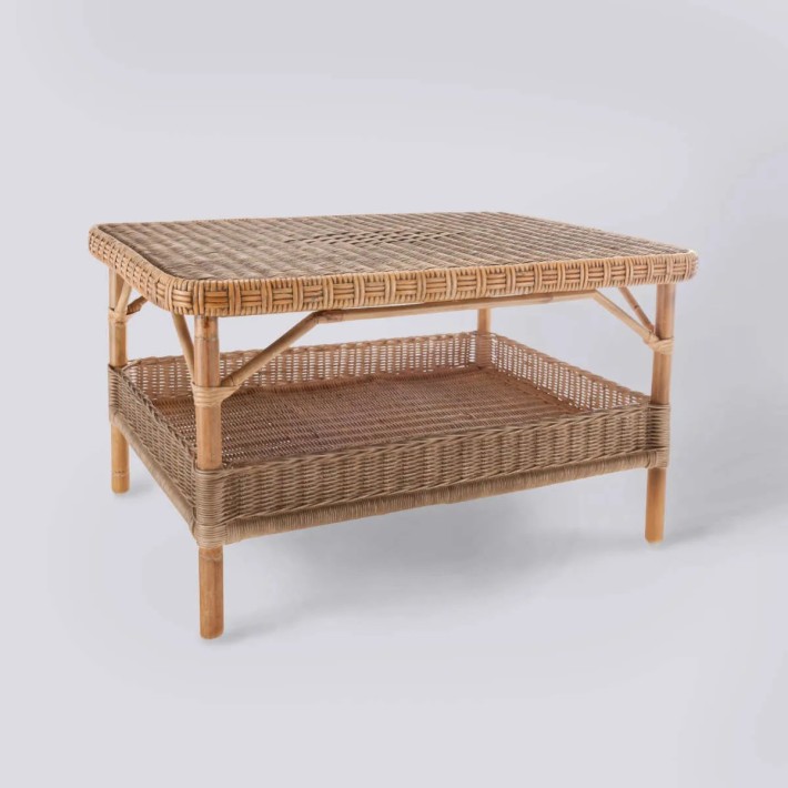 Nantucket rectangular coffee table in weathered rattan