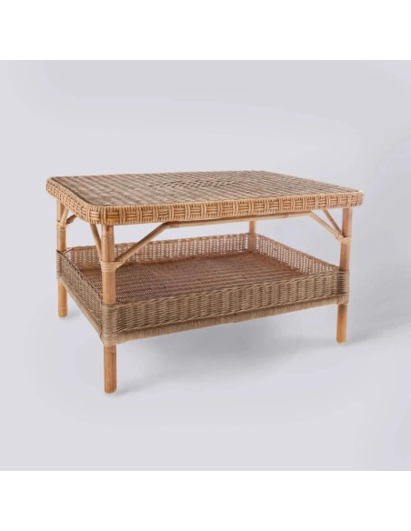 Nantucket rectangular coffee table in weathered rattan