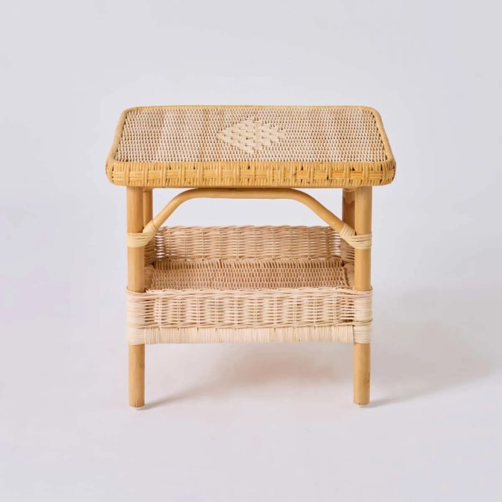 Profile of the NANTUCKET square coffee table in natural rattan from the Grand-père collection by KOK MAISON