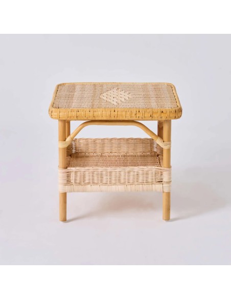 Profile of the NANTUCKET square coffee table in natural rattan from the Grand-père collection by KOK MAISON