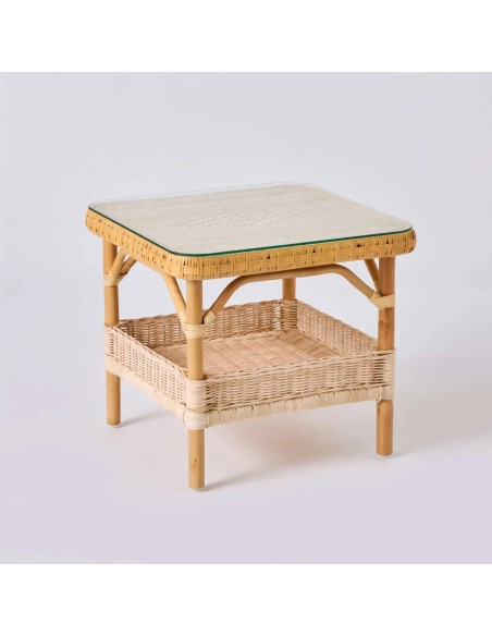 Glass top option for Nantucket square rattan coffee table at KOK MAISON