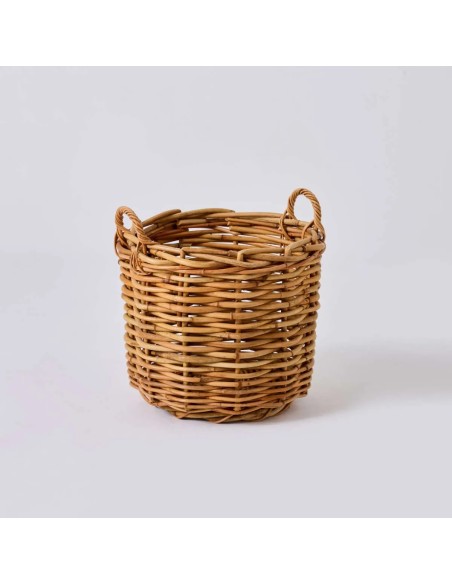 Small round semi-outdoor basket in maxi weave rattan by KOK maison
