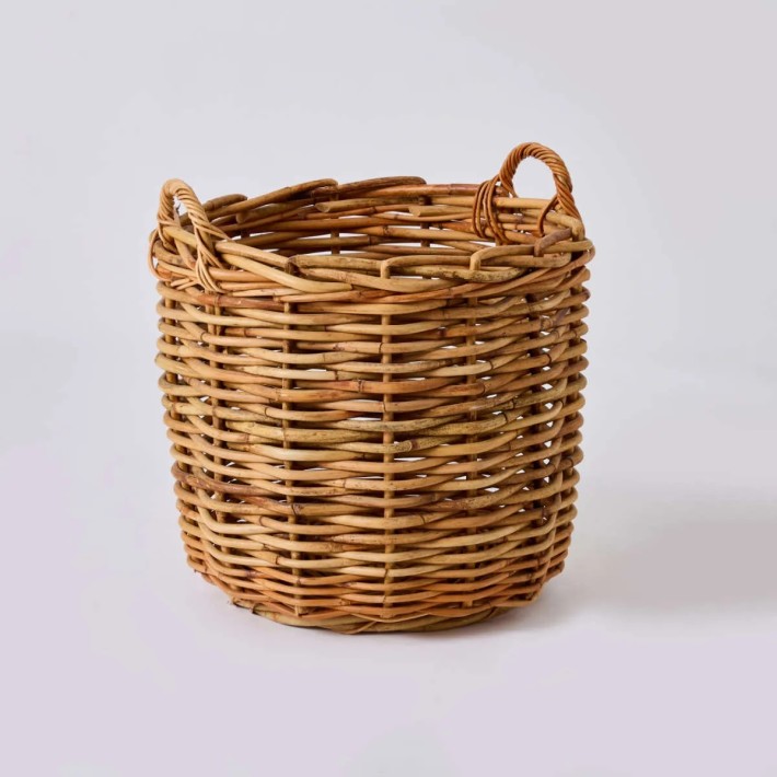 Large round semi-outdoor basket in maxi weave rattan by KOK maison