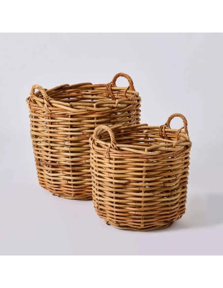 Set of 2 semi-outdoor round baskets in maxi weave by KOK maison