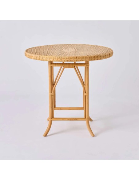 Vue de face table en rotin naturel Eugénie de la collection grand-père