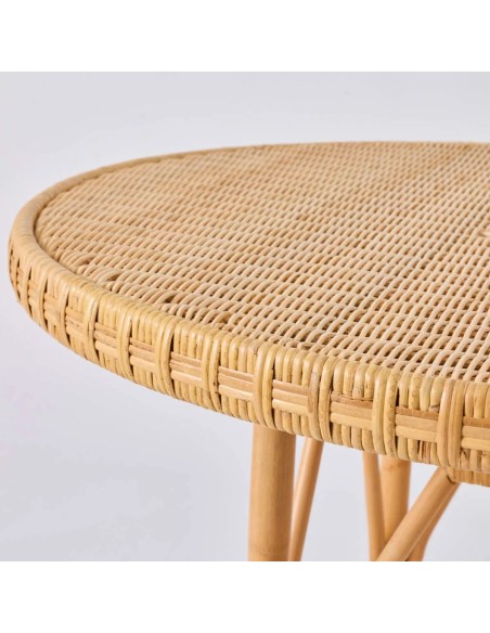 Détail tressage bord plateau en rotin naturel table EUGENIE par KOK Maison