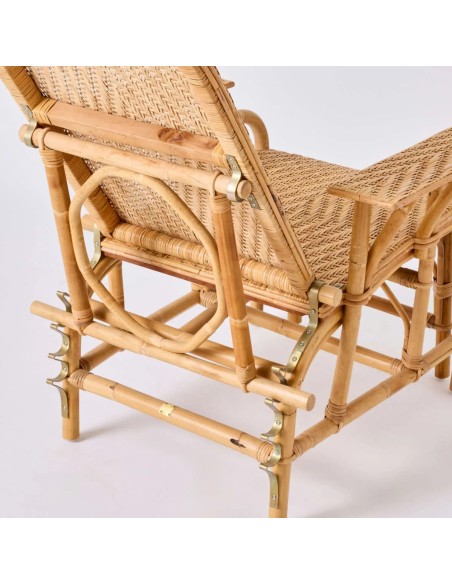 Chaise longue rotin vintage grand mère inclinable