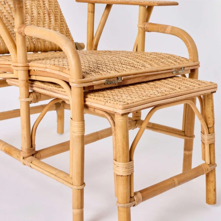 Chaise longue rotin vintage grand mère inclinable