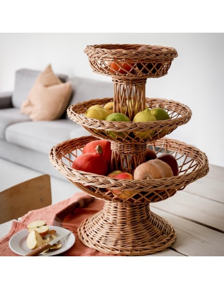 wicker fruit bowl with 3 shelves