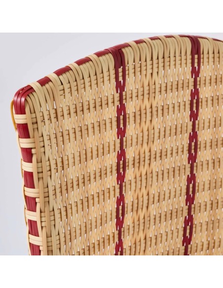 Zoom resin weave bistro chair with red piping