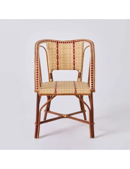 Vue de face fauteuil structure rotin et tressage résine Bistrot