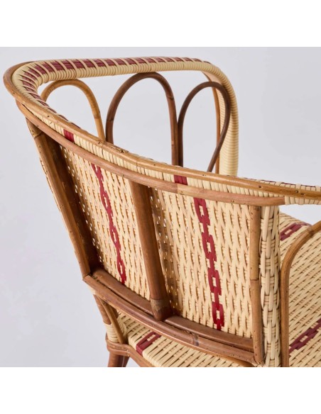 Detail of woven resin backrest on rattan frame BISTROT