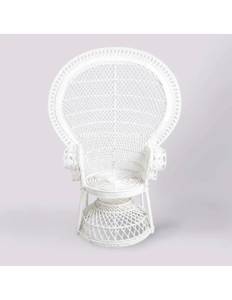 Fauteuil en rotin EMMANUELLE laqué blanc