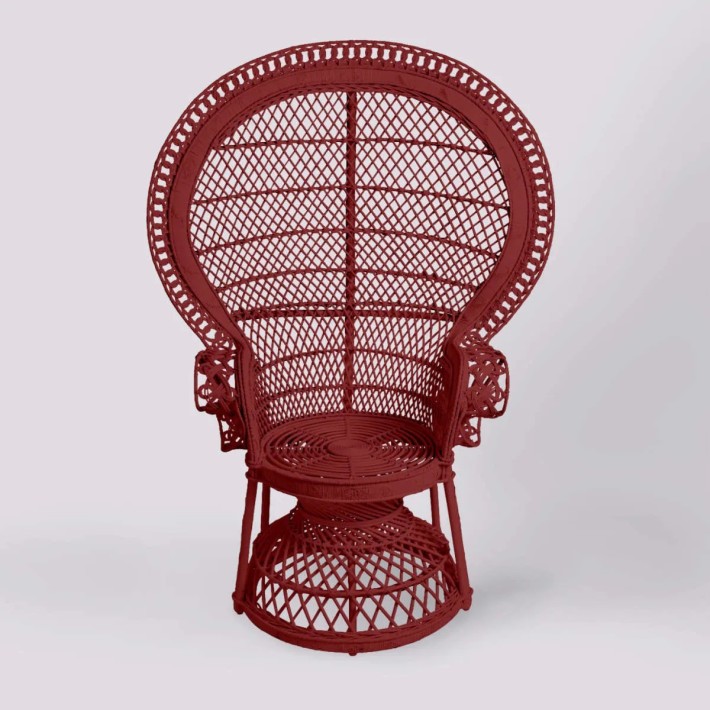 Fauteuil en rotin EMMANUELLE laqué rouge rubis