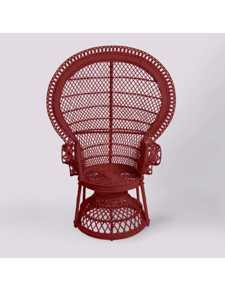 EMMANUELLE rattan armchair in ruby red lacquer