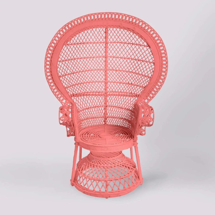 Fauteuil en rotin EMMANUELLE laqué rose