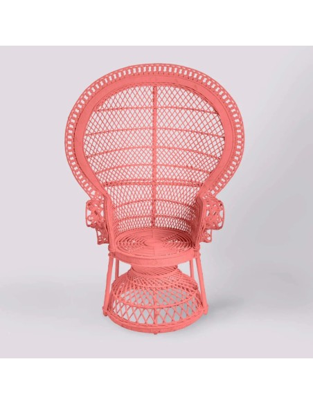 Fauteuil en rotin EMMANUELLE laqué rose