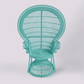 Fauteuil en rotin EMMANUELLE laqué vert aqua