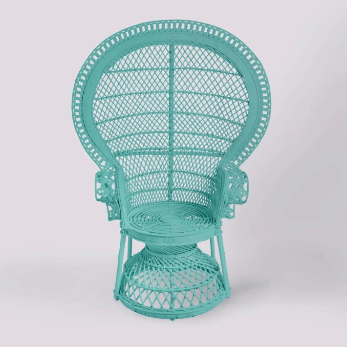 Fauteuil en rotin EMMANUELLE laqué vert aqua