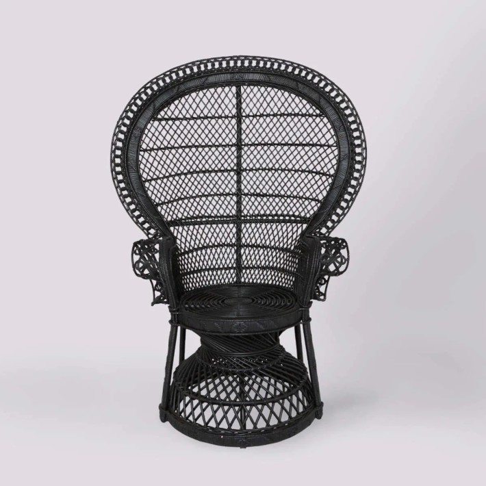 EMMANUELLE black lacquered rattan armchair