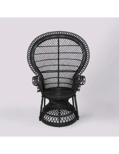 Fauteuil en rotin EMMANUELLE laqué noir