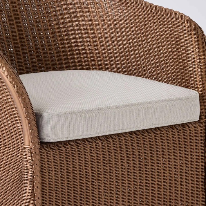Detail of beige mottled fabric cushion T525