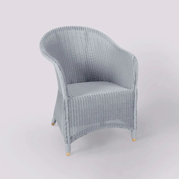 Llyod Loom SIDONIE armchair in blue-grey lacquer
