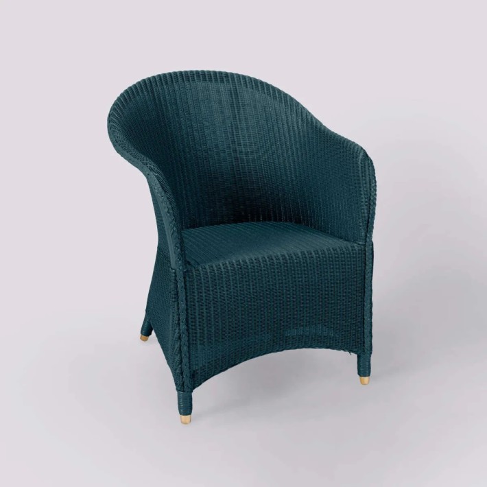 Fauteuil Llyod Loom SIDONIE laque bleu paon