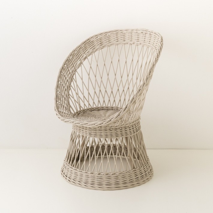 fauteuil en osier Franz laqué beige lin