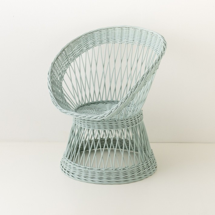 fauteuil en osier Franz laqué céladon