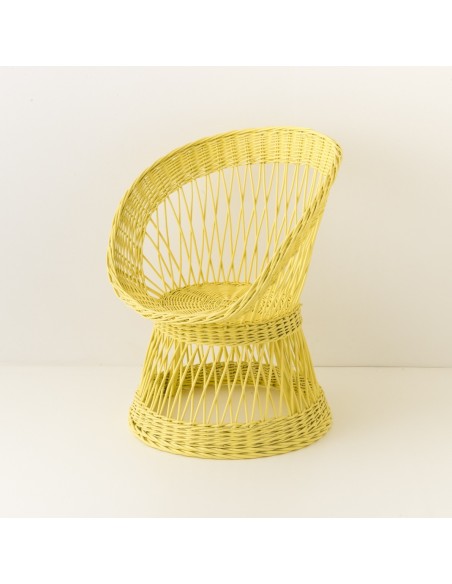 fauteuil en osier Franz laqué jaune