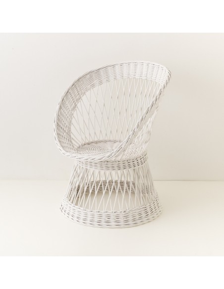 fauteuil en osier Franz laqué blanc