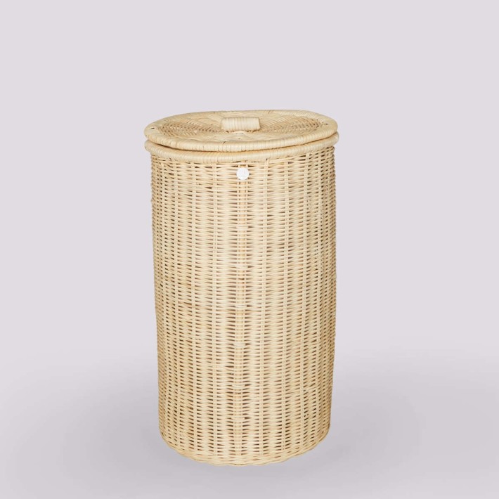 Panier à linge rond en rotin naturel petit modèle