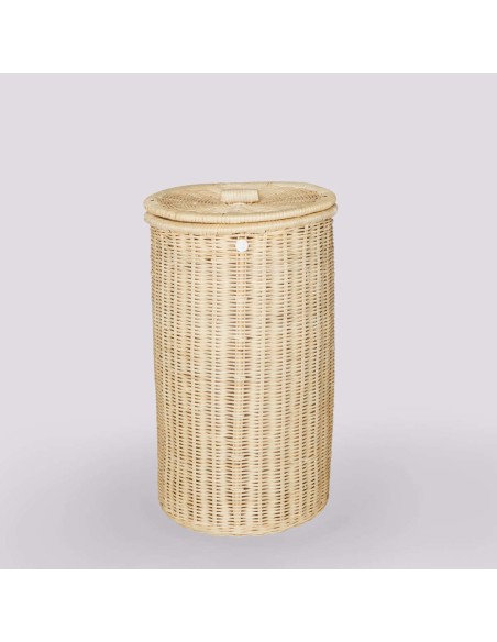 Panier à linge rond en rotin naturel petit modèle