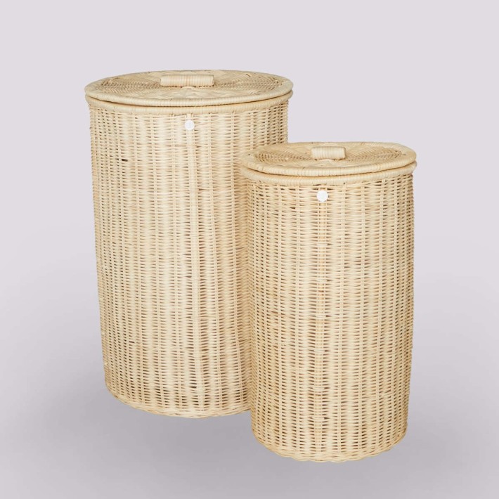Lot de 2 paniers à linge en rotin ronds par KOK MAISON